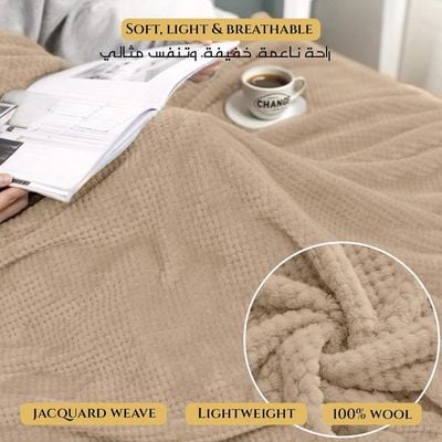 Tranquil Plaid Blanket Single Size 150x200cm , Beige