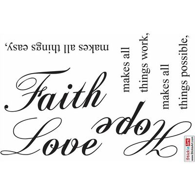 StickieArt Quote: "Faith makes all things..." Wall Stickers, Home Decoration DIY Removable Wall Decals for Living Room Bedroom, Large, 60 X 90 cm, STA-436