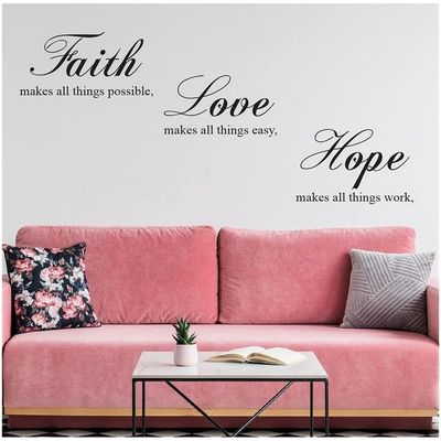 StickieArt Quote: "Faith makes all things..." Wall Stickers, Home Decoration DIY Removable Wall Decals for Living Room Bedroom, Large, 60 X 90 cm, STA-436