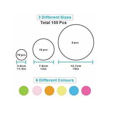 StickieArt Pattern: Mixed Polka Dots Wall Stickers, Home Decoration DIY Removable Wall Decals for Living Room Bedroom, Large, 60 X 90 cm, STA-434