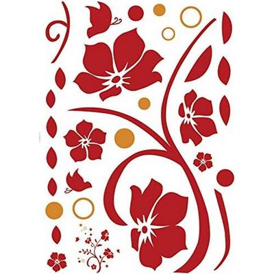 StickieArt Red Floral Wall Stickers, Home Decoration DIY Removable Wall Decals for Living Room Bedroom, Medium, 50 x 70 cm, STA-173