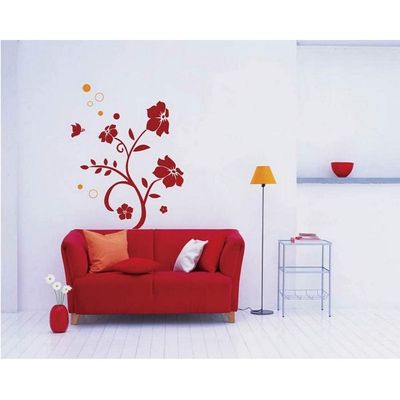 StickieArt Red Floral Wall Stickers, Home Decoration DIY Removable Wall Decals for Living Room Bedroom, Medium, 50 x 70 cm, STA-173