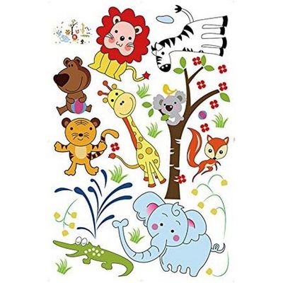 StickieArt Jungle Toons Animal Wall Stickers, Home Decoration DIY Removable Wall Decals for Kids Nursery Bedroom Living Room Kitchen, Large- 60 x 90 cm ,STA-179 