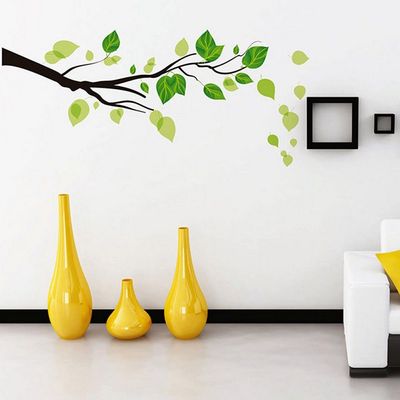 StickieArt Green Leaves Branch Wall Stickers, Home Decoration DIY Removable Decals for Living Room Bedroom, Medium, 50 x 70 cm, STA-125 