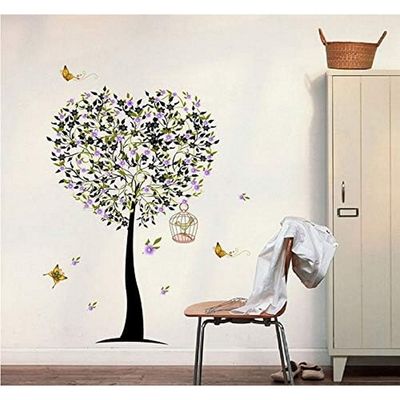 StickieArt Tree Heart Wall Stickers, Home Decoration DIY Removable Wall Decals for Living Room Bedroom, Medium, 50 x 70 cm, STA-176 