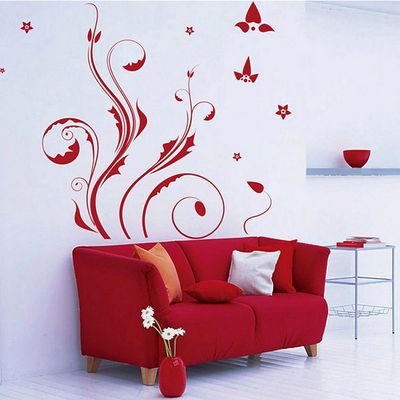 StickieArt - Red Floral Pattern Wall Decal - Medium - 50 x 70 cm - STA-150