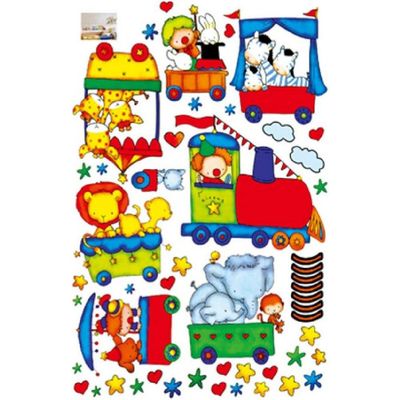StickieArt Cartoon Animal Train Ride for kids Wall Stickers, Home Decoration DIY Removable Wall Decals for Living Room Bedroom, Multi-Colour, 60 x 90 cm, STA-199