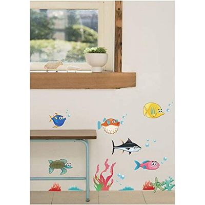 Stickieart Something Fishy For Kids Wall Decal, Multi-Colour, Medium, STA-175