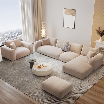 Kerter Fleece Fabric Multifunction Sofa Set - Overstuffed Design, Adjustable Armrests, Durable Wood Frame, Extra Padded Comfort, Modern Style Living Room Sofa Set