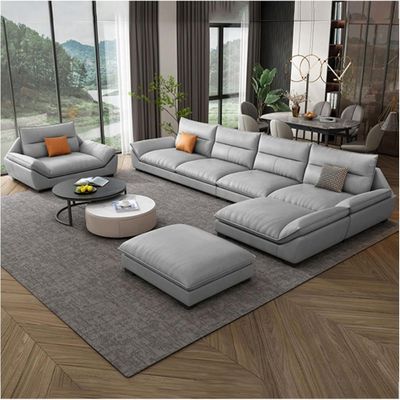 Gazini 6 Seater Overstuffed Multifunction Sofa/Solid Wood Sofa For Living Room Furniture Modern Pu Leather Sofa Set Color Light Grey Gazini 6 Seater Overstuffed Multifunction Sofa/Solid Wood Sofa For Living Room Furniture Modern Pu Leather Sofa Set Color Light Grey