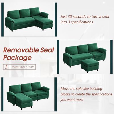 Montana 4 Seater Sectional Sofa - Green