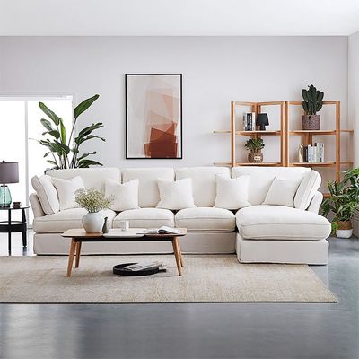 Eclipse 4 Seater L-Shape Polyester Sofa – White Eclipse 4 Seater L-Shape Polyester Sofa – White