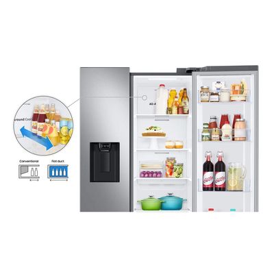 Samsung 806 Liter Side By Side Refrigerator Twin Cooling System with Water Dispenser Silver - RS80T5190SL