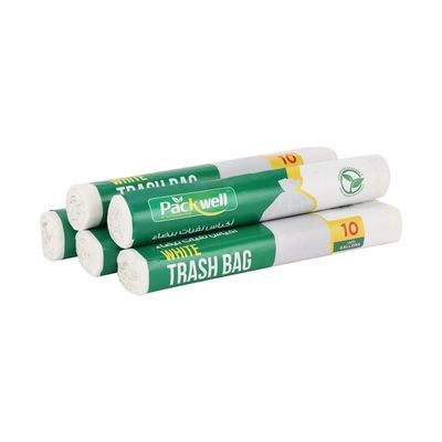 Packwell Garbage bag 54x60 cm 30 pcs in each roll 5 roll combo trash bag white waste cover 150 pcs