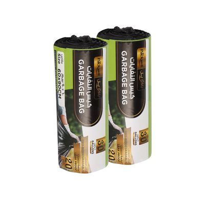 Garbage bag Strong black color & Bio-Degradable Heavy Duty Disposable Garbage 20 Pcs 60x90 cm pack of 2 pcs roll Packwell Trash Bag