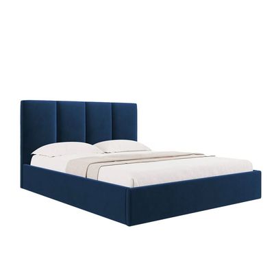 Emma Hydraulic Velvet Luxurious Twin Bed in Navy Blue