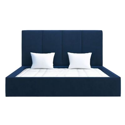 Emma Hydraulic Velvet Luxurious Queen Bed in Navy Blue