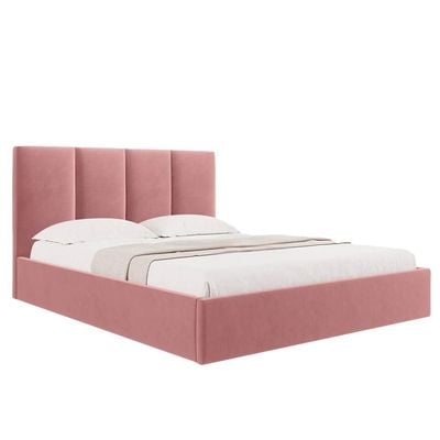 Emma Hydraulic Velvet Luxurious Twin Bed in Pink
