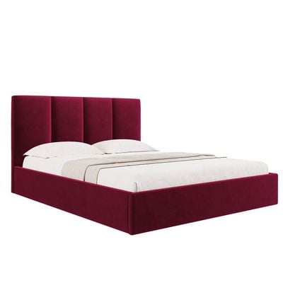 Emma Hydraulic Velvet Luxurious Twin Bed in Red