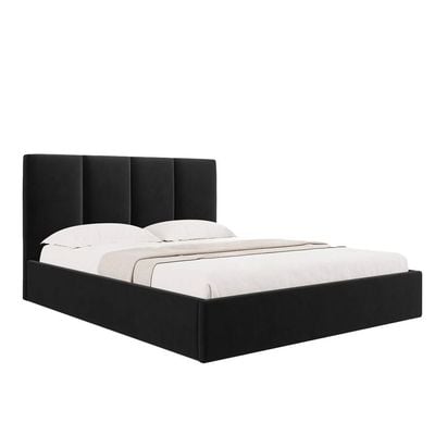Emma Hydraulic Velvet Luxurious Twin Bed in Black