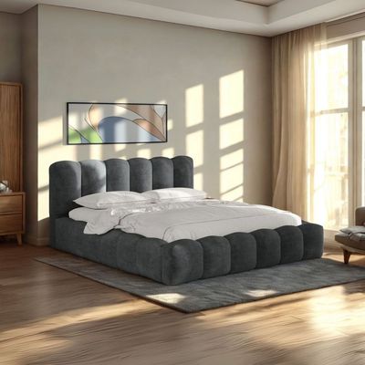 Merlin Hydraulic Storage Double Bed in Light Grey