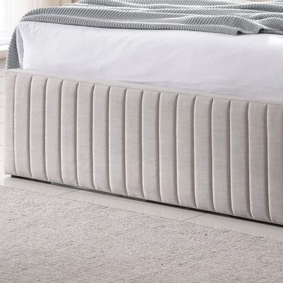 Rayyan Upholstered Platform Bed with Trundle Bed Queen size in Beige