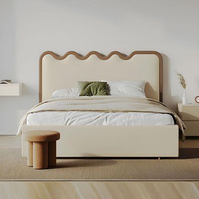 Vega Upholstered Bed Queen Size in Brown  | L200xW160xH130 - Brown