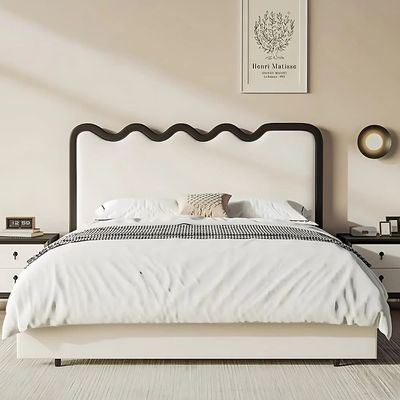Vega Upholstered Bed Queen Size in Black  | L200xW160xH130 - Black 