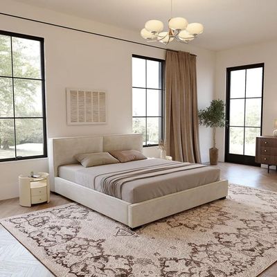 Serene Plateform Bed Single size in Beige | L200xW100xH110 - Beige