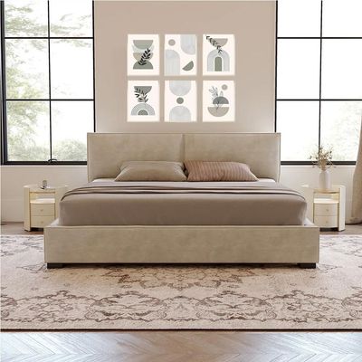 Serene Plateform Bed Queen size in Beige | L200xW160xH110 - Beige