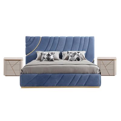 Italian Luxury Upholstered Bed King in Blue | L200xW180xH130 - Blue