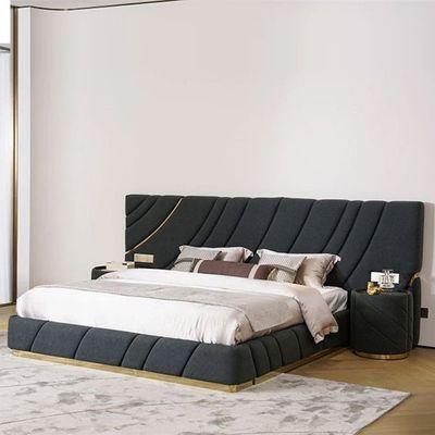 Italian Luxury Upholstered Bed King size in charcoal  | L200xW180xH130 - Charcoal Grey