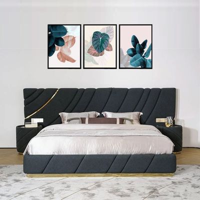 Italian Luxury Upholstered Bed King size in charcoal  | L200xW180xH130 - Charcoal Grey