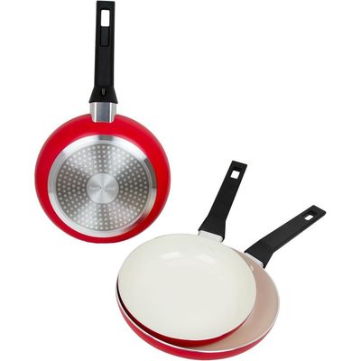 Fresh Choice Carmine 3Pc Pfas Free Pressed Aluminum Frypan Set
