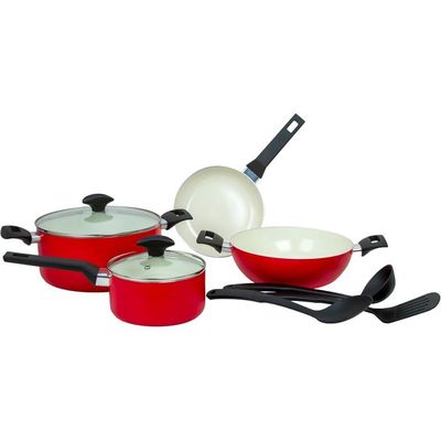 Freswh Choice Carmine 9Pc Pfas Free Pressed Aluminum Cookware Set