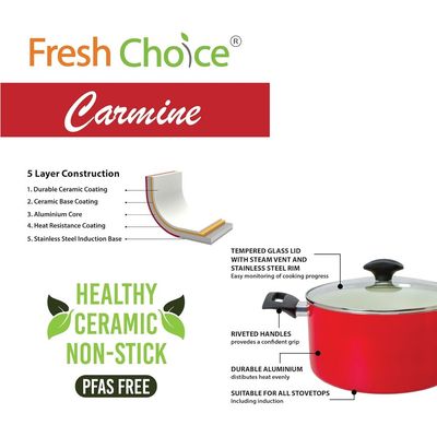 Freswh Choice Carmine 9Pc Pfas Free Pressed Aluminum Cookware Set