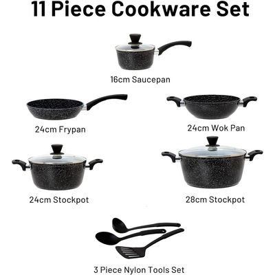 Fresh Choice Marbella 11Pc Pfas Free Forged Aluminum Cookware Set