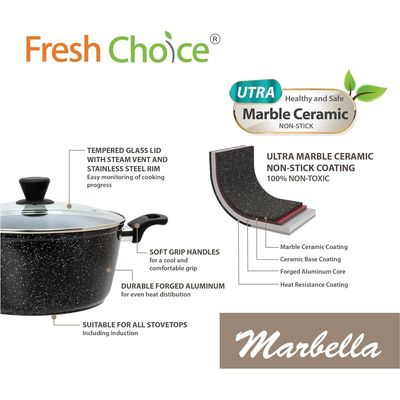 Fresh Choice Marbella 11Pc Pfas Free Forged Aluminum Cookware Set