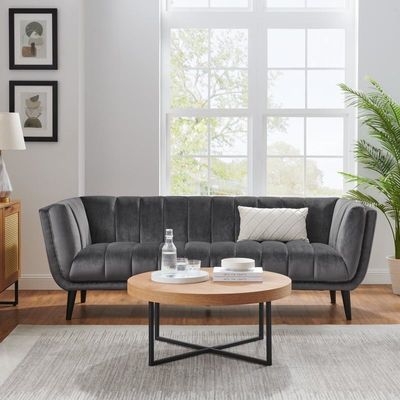 Juliet Velvet 3 Seater Sofa in Grey Color