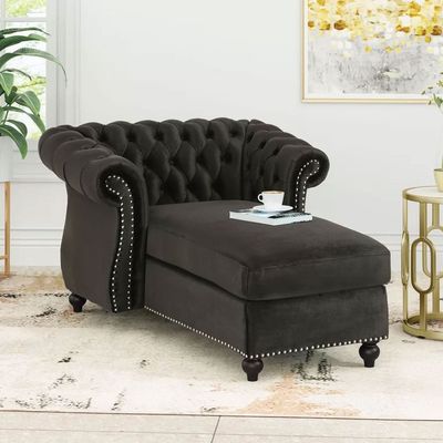 Hankins Tufted Rolled Arms Chaise Lounge | L100xW142xH72 - Brown
