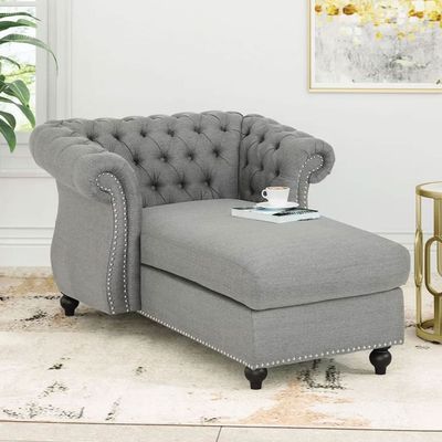 Hankins Tufted Rolled Arms Chaise Lounge | L100xW142xH72 - Grey
