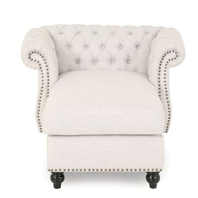 Hankins Tufted Rolled Arms Chaise Lounge | L100xW142xH72 - Ivory