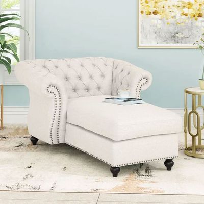 Hankins Tufted Rolled Arms Chaise Lounge | L100xW142xH72 - Ivory