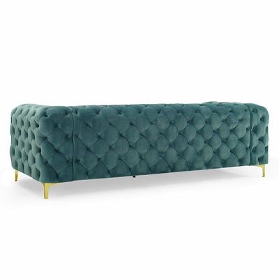 Corvus Tufted Velvet Chesterfield Rolled Arm Sofa | L100xW240xH75 - Green