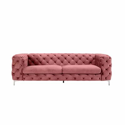 Corvus Tufted Velvet Chesterfield Rolled Arm Sofa | L100xW240xH75 - Rose
