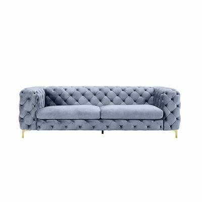 Corvus Tufted Velvet Chesterfield Rolled Arm Sofa | L100xW240xH75 - SkyBlue
