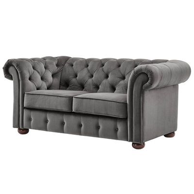 Chesterfield Home Velvet Loveseat | L75xW174xH74 - Dark Grey