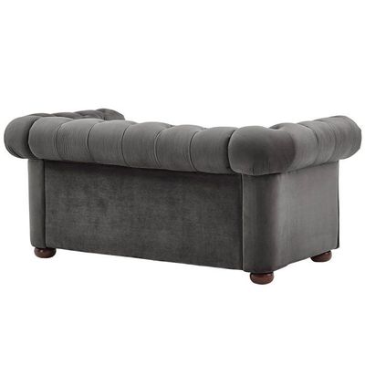 Chesterfield Home Velvet Loveseat | L75xW174xH74 - Dark Grey