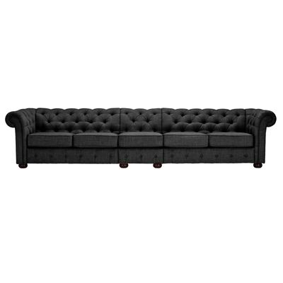 Huston Linen Rolled Arm Chesterfield Sofa | L96xW360xH73 - Charcoal Grey