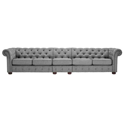 Huston Linen Rolled Arm Chesterfield Sofa | L96xW360xH73 - Grey